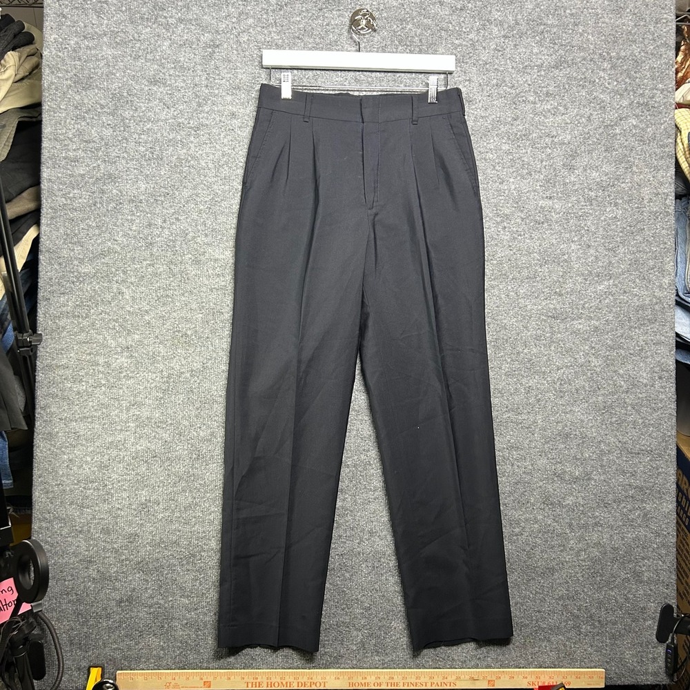 Vintage Cintas Dress Pants Men's Black Pleated Classic Formal USA Made - 31x30